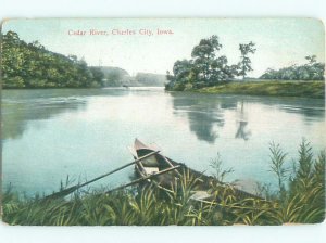 Divided-back RIVER SCENE Charles City - Near Mason City Iowa IA AE6601