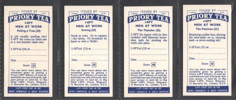 Priory Tea Cards(x24) - Men at Work - Reproduced 