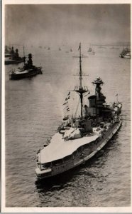 Raphael Tuck British Navy Queen Elizabeth Battleship at Spithead RPPC c.1910