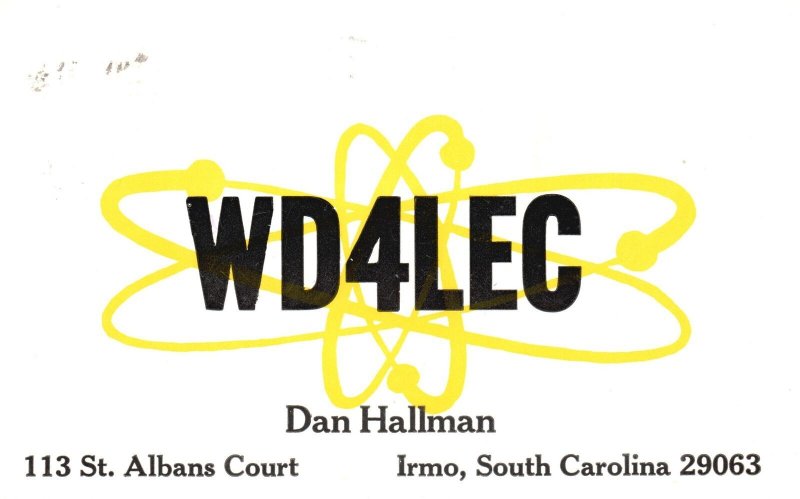 Vintage Postcard 1931 Advertisement WD4LEC Dan Hallman Irmo South Carolina SC