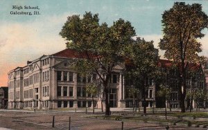 Postcard High School Galesburg IL 1911