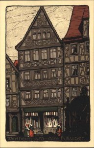 Wertheim Germany Alte Hauser Arts & Crafts c1910 Postcard