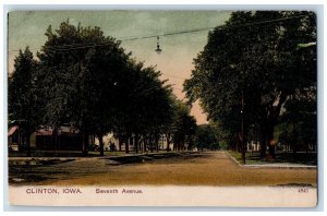Clinton Iowa IA Postcard Seventh Avenue Residence Section Trees c1905's Antique