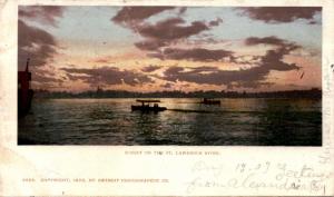 Sunset on the St. Lawrence River, Boats, UDB c1903 Vintage Postcard F21