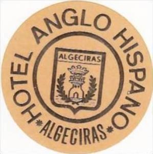 SPAIN ALGECIRAS HOTEL ANGLO HISPANO VINTAGE LUGGAGE LABEL