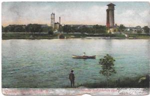 Post Card 'Greetings from Kankakee, Ill.  Hospital from Riverview Park. 1908