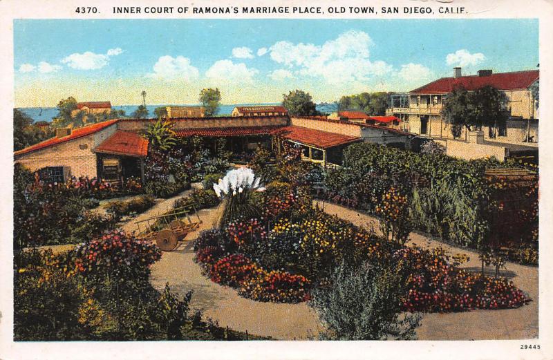 Ramona's Marriage Place, Old Town, San Diego, California, Early Postcard, Unused