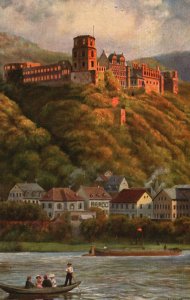 Postcard 1910's Castle Heidelberger Schloss from Birtchgaffe Gefeben Germany Art