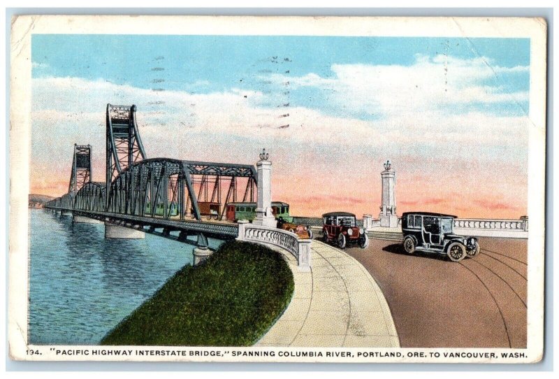 1917 Pacific Highway Interstate Bridge Columbia Portland Oregon Vintage Postcard 