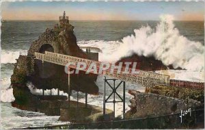 Modern Postcard Biarritz Low Pyr The Rock of the Virgin in heavy weather