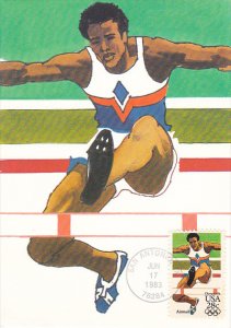 Hurdles Stamp 1984 Summer Olympics Los Angeles California
