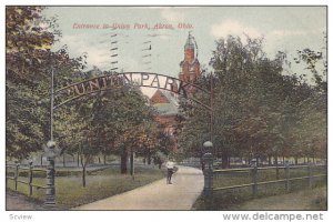 Entrance to Union Park, AKRON, Ohio, PU-1908