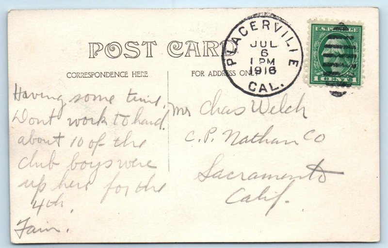 RPPC PLACERVILLE, CA  Pathway WOODED SCENE 1916  El Dorado County  Postcard