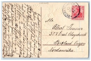 Christmas Postcard Ringing Bell Pinecone Embossed c1910's Posted Antique