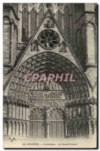 Old Postcard Cathedral of Bourges The Central Portal