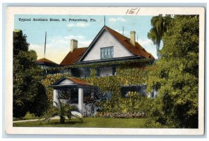 c1920 Exterior View Typical Southern Home St Petersburg Florida Vintage Postcard 