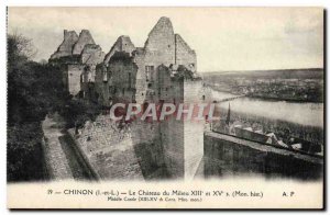 Old Postcard Chinon Chateau Du Milieu