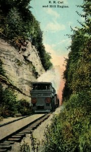 Vintage R.R. Cut & Hill Engine Rail Road Train Mountains Nice Image G1