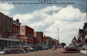 Laramie Wyoming WY Street Scene 1940s Postcard