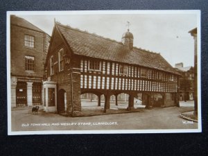 Cymru LLANIDLOES Wesley Stone & Old Town Hall c1934 RP Postcard by Valentine