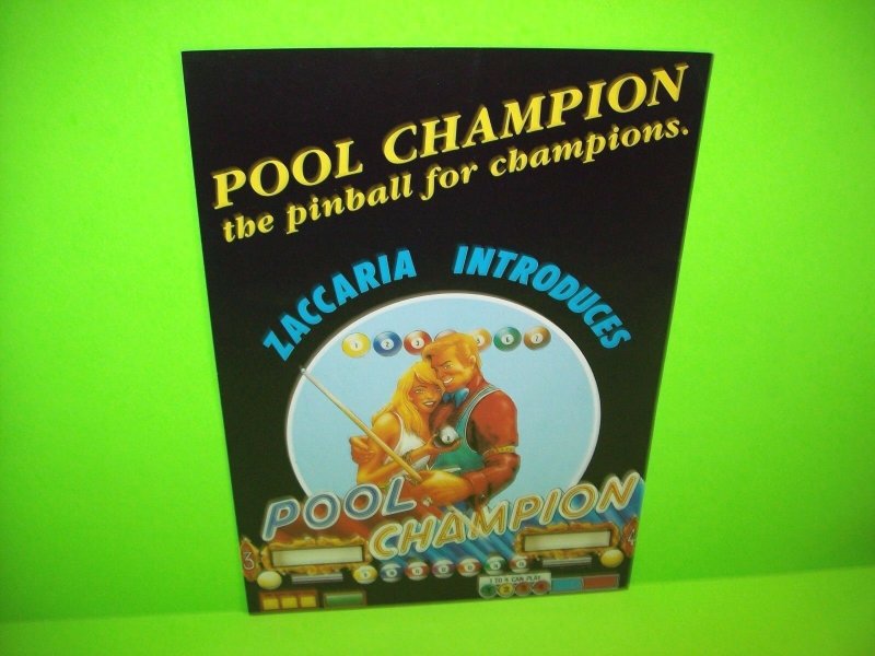 Zaccaria POOL CHAMPION Original 1985 Flipper Game Pinball Machine Flyer Rare