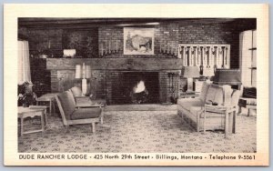 K45/ Billings Montana Postcard c1940s Dude Rancher Lodge Interior 392