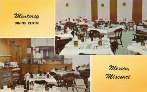 Aurora 1940s Monterey Dining Room Mexico Missouri interior  Postcard 6529