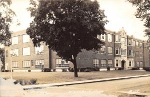 Waverly Iowa~High School Building~Large Tree in Front~1940s RPPC Postcard