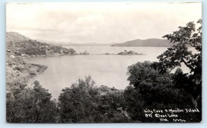RPPC CLEAR LAKE, CA California ~ LILY COVE & Monitor Island ~ Patterson Postcard