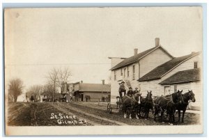 1911 Main St. Occupational Horse Construction Marshalltown Gilman IA RPPC Photo