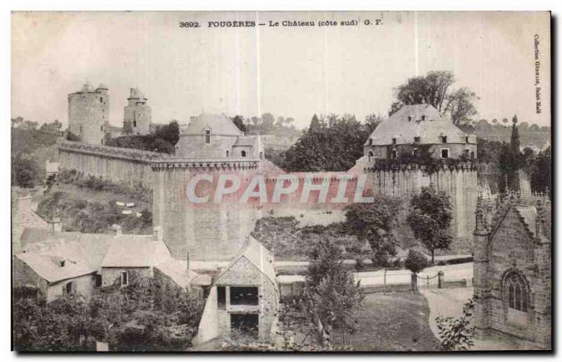 Old Postcard Fougeres Chateau (south side)