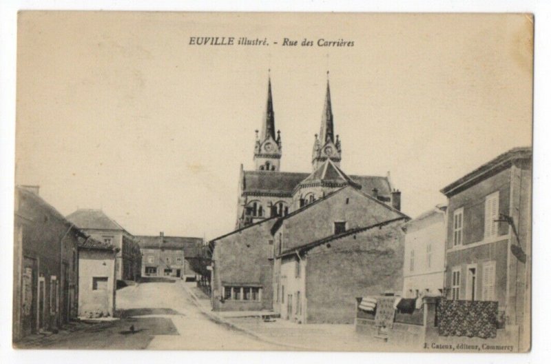 072820 ANTIQUE EUVILLE FRANCE STREET VIEW POSTCARD 1918 BY US SOLDIER WWI