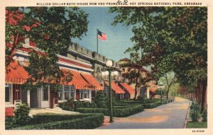 Vintage Postcard 1930's Million Dollar Bath House Row & Promenade Hot Spring Ark