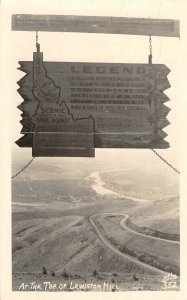 RPPC LEWISTON HILL Spiral Highway Idaho Sign 1948 Ellis 352 Vintage Postcard