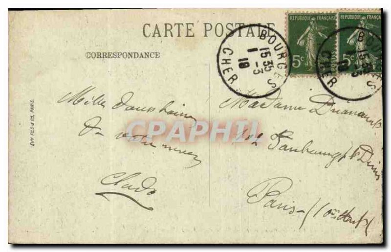 Old Postcard Bourges La Cathedrale Top Central Door