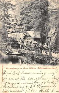 Hinterhermsdorf Germany Cabin Scenic Bridge River Antique Postcard K21977