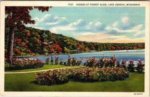 Postcard WATER SCENE Lake Geneva Wisconsin WI AL1169