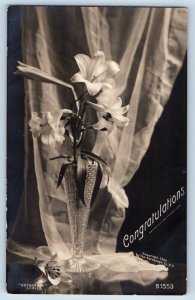 Portland Oregon OR Postcard RPPC Photo Congratulations Flowers Still Life 1909