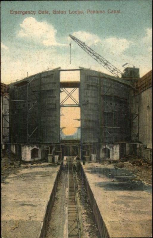 Panama Canal Locks Gatun Emergency Gate c1910 Postcard