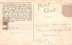 Vintage Postcard Floaters On Great Salt Lake Dead Sea Fed By Jordan River Utah