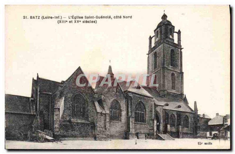 Old Postcard Batz Church of Saint Guenole north coast