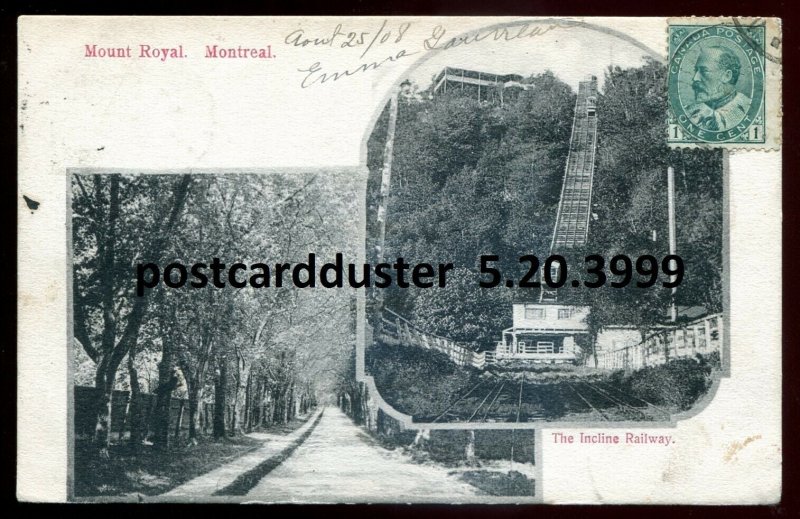 h3657 - MONTREAL Quebec Postcard 1908 Mount Royal Incline Railway by David