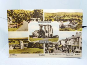 Denbigh Vintage Multiview Postcard Howells School High St Tower Castle ValeClwyd