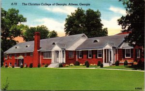 Christian College Religion School Georgia Athens GA Linen Postcard VTG UNP 