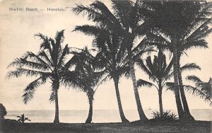 Honolulu Hawaii Waikiki Beach, B/W Lithograph Vintage Postcard U8493