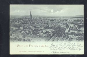 1893 GRUSS AUS FREIBURG I. BADEN GERMANY PANORAMA VINTAGE POSTCARD STAMP