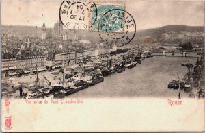 France Rouen Vue Prise du Pont Transbordeur Vintage Postcard C062