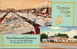 Linen Postcard Vernier China Company in Michigan City, Indiana~493