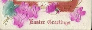 Easter Greetings with Poem On Silk and Bright Purple Airbrushed and Embossed