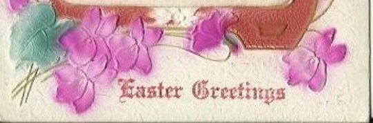 Easter Greetings with Poem On Silk and Bright Purple Airbrushed and Embossed